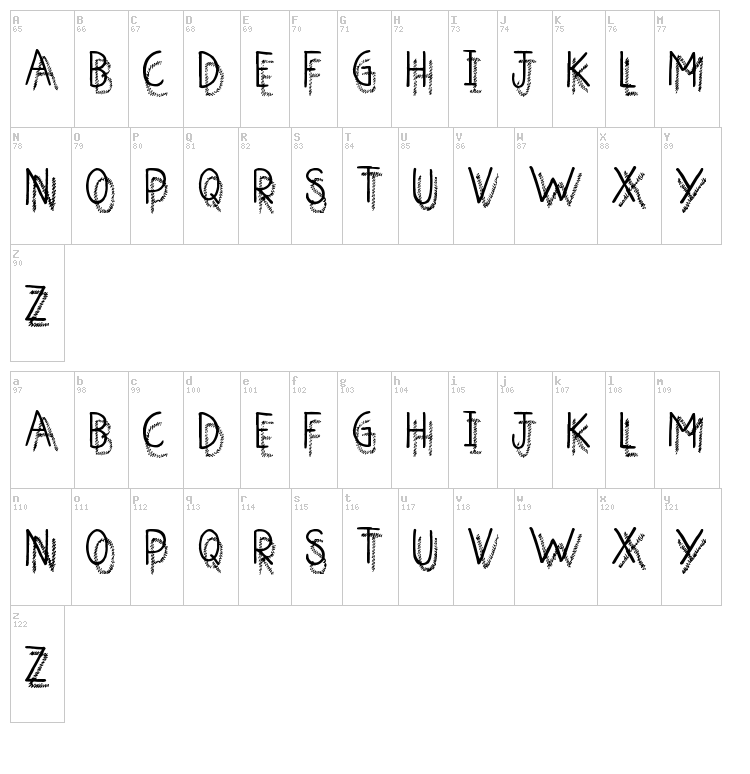 Shadow Jumper font map